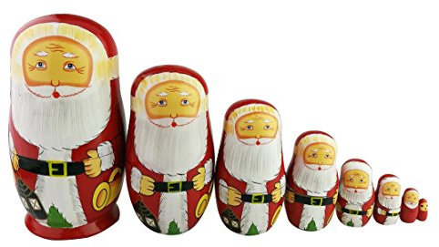 Weihnachtsthema Weihnachtsmann Matryoschka Puppe Babuschka Puppe Stapeln Spielzeug Russischen Puppe Handgefertigt Spielzeug aus Holz Kinder Kinderzimmer Decor (E)