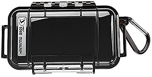 PELI 1015 Micro Case, Praktische Schutzbox zur Aufbewahrung Kleiner Elektronik bei Outdoor- und Sportaktivitäten, IP67 Wasserdicht, 0,3L Volumen, Schwarz/Schwarze Gummieinlage