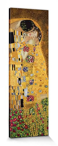 1art1 Kunstdruck auf Leinwand Der Kuss Gustav Klimt 1 teiliges mehrfarbiges Canvasbild mit Keilrahmen als Wohnung Dekoration für Ihr Zuhause in Größe 150 x 50 cm
