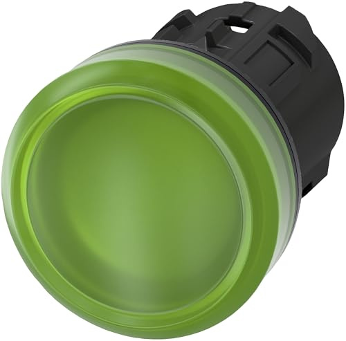 Siemens 3SU1001-6AA40-0AA0 Indicator Light, 22MM, Round, Plastic, Green, Smooth Lens, White