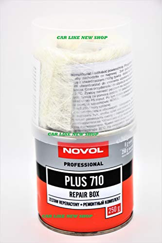 Novol Professional – Boîte de Fibre de Verre + Tapis + Garnissage Polyester Résine Durcisseur kit de réparation pour Auto
