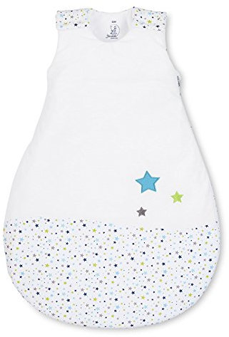 Sterntaler Schlafsack für Babys, Reißverschluss und Knöpfe, Größe: 62/68, Erik, Weiß/Türkis/Grün