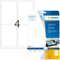 HERMA 4908 Hochglanz Etiketten, 25 Blatt, 96 x 139,7 mm, 4 pro A4 Bogen, 100 Stück, selbstklebend, bedruckbar, glänzend, blanko Glossy Papier Klebeetiketten Aufkleber, weiß