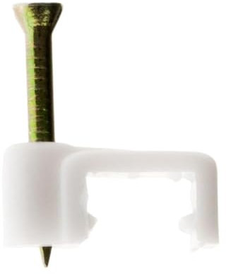 Zenitech - Lote de 100 Ganchos de Fijación Ø1mm con Clavo Especial para Hormigón - para Cables, Mangueras y Cuerdas Planas - Plástico de Alta Calidad - Certificado CE - Blanco