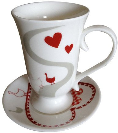 BRANDANI UFFICIALE TAZZINA CAFFE BIANCA PIATTINO ROMANTIC EXPRES CUORE PORCELLANA BONE CHINA 55597