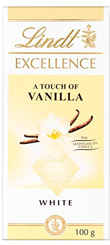 Lindt Barre de chocolat blanc Excellence avec une touche de vanille de Madagascar, 100 g