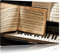Pixxprint Dark Klavier Noten, Nahaufnahme Piano, Größe: 60x40cm, Leinwandbild, fertig gespannt, Wandbild, Dekoration, Kunstdruck, kein Poster