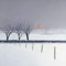 drei Winterbäume art quer Grußkarte von Heather Blanchard. Schnee- und in einer Landschaft Bäume blattlos. Druck auf hochwertigem Struktur, ideal als Weihnachtskarte. Innen mit weißem Umschlag unlinierte.