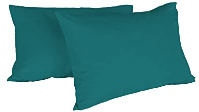 Italian Bed Linen Max Color Coppia di Federe Tinta Unita, 100% Cotone, Verde Bottiglia, 52 x 82 cm