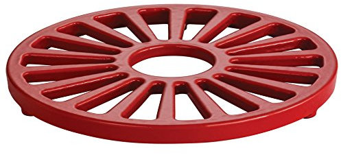 Tramontina Topfuntersetzer aus emailliertem Gusseisen, rund, 17,8 cm, Rot, für heiße Pfannen, Töpfe und Geschirr