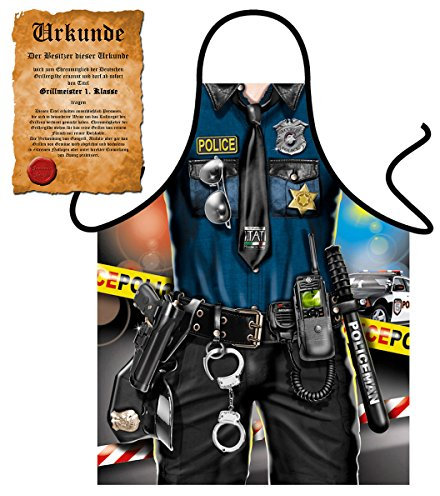 Sexy Grillschürze ! Top Scherzartikel zum Geburtstag, für Partys, Karneval,…: Police Man !! GRATIS Urkunde dabei !!