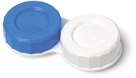 Blue & White Contact Lens Storage Soaking Cases UK Made L & R Marked Lids (1 Case)