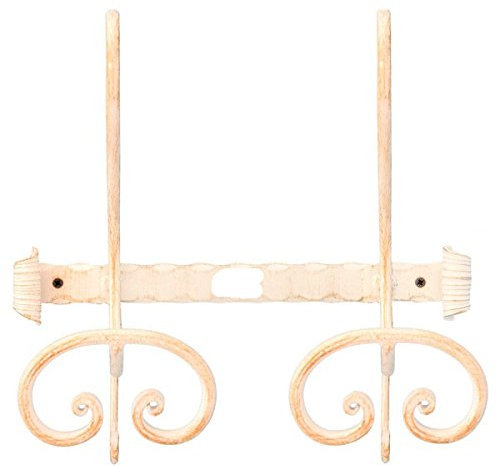 Porte-Manteau Portemanteau Mural en Fer forgé 2 Places Rustique Ivoire
