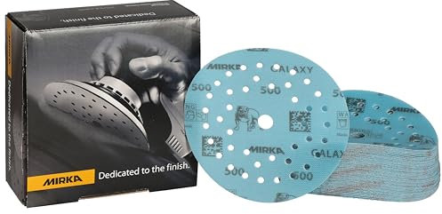 Mirka Galaxy papel de lija epoxi 125mm velcro grano 500 para el lijado de resina epoxi, madera, epoxi, rivertable / 50 unidades discos de lijado