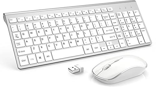 Les claviers sans Fil Combo Joyaccess Format Compact très Silencieux claviers et Souris - Argent + blanc