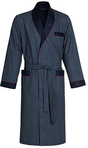 Herren Morgenmantel Revise Guido RE-504 - Elegant - 100% Baumwolle - Blau C5 - Gr. L