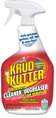 Krud Kutter Original Cleaner Degreaser Spray, 32 oz, Heavy Duty Multi Surface Cleaner for Grease, Oil and Tough Stains, Ready to Use for Kitchen, Garage, Floors and Outdoor Surfaces