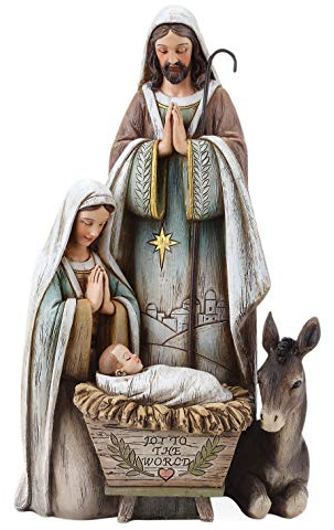 Joseph's Studio by Roman, 10.5 H Holy Family Figure with Donkey Nativity Figure, Religious Christmas Decor