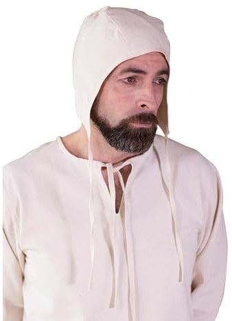 Burgschneider - Bundhaube Bertram - Natur (S, für Damen & Herren, Baumwolle) Historisch - High Medieval