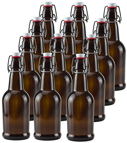 Ilyapa Bouteilles de bière en Verre ambré de 473,6 g pour Brassage Maison – Boissons gazeuses, kéfir, Soda, jus, Fermentation, Bouteille en Verre avec Bouchon hermétique en Caoutchouc