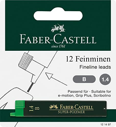 FABER-CASTELL 121497 - Feinmine Super Polymer, Härtegrad B, 1.4mm, 12 Minen