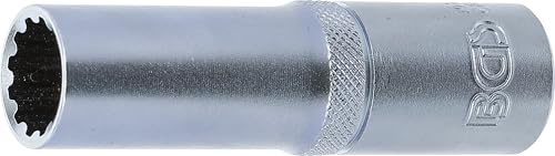 BGS 10254 | Steckschlüssel-Einsatz Gear Lock, tief | SW 14 mm | Antrieb Innenvierkant 12,5 mm (1/2) | Chrom-Vanadium-Stahl | verchromt, matt | mit Rändelung