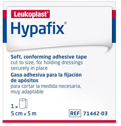 Hypafix Wide-Area Fixation, 5 cm x 5 m, 1 Roll | Soft, flexible, breathable wide area fixation for securing wound dressings and devices, Can easily be cut to size