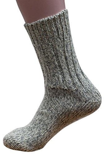 Hirsch Natur Norweger Socken, 100% Wolle (kbT), Graumeliert, 42-43