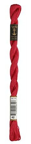 Anchor Perlgarn Stärke 5 4585000-00042 pink dunkel Stickgarn, 100 % Baumwolle, 5g Strängchen