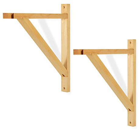 Rustic State Palma Wall Mount Wood Triangle Sconce Bracket for Plug in Hanging Pendant Light Lamp Cord Kit Fixture - DIY Shelf Project Decoration - Decorative Plant Hanger - Natural - Set of 2