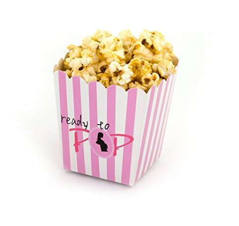 Oblique-Unique® Popkorn Schachtel Schwangerschaft, Popkorn Tüten Babyshower Ready to Pop 8 Stück