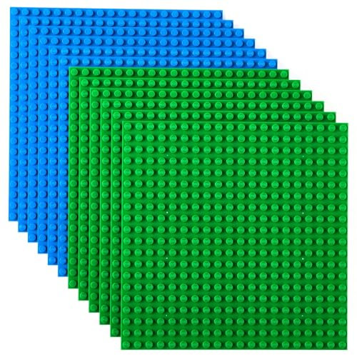 Strictly Briks - Pack de 12 Bases para Construir - Compatibles con Todas Las Grandes Marcas - 15,24 x 15,24 cm - Verde, Azul