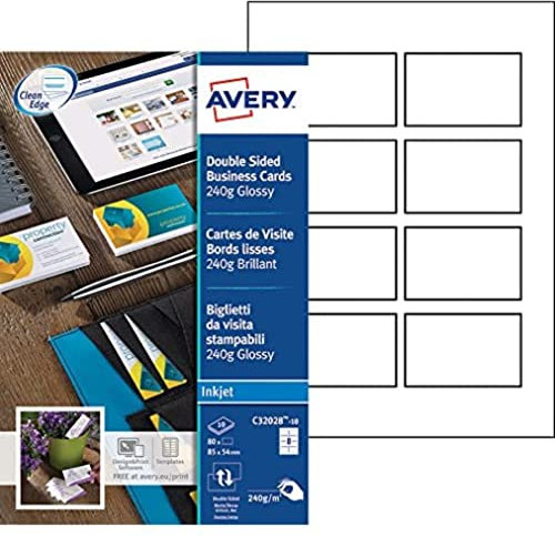 Avery Quick&Clean Visitenkarten doppelseitig bedruckbar für Tintenstrahldrucker 240 g/m²