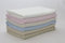Erstlingsdecke/Babydecke/Kuscheldecke/Strickdecke aus 100% Bio Baumolle kba 80 x 80 cm hellblau/weiss