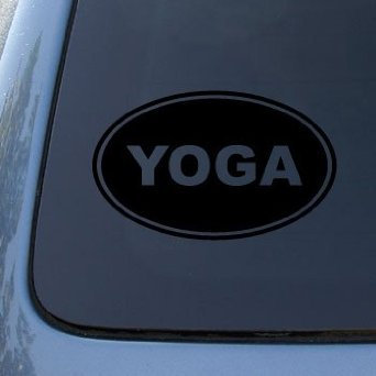 INDIGOS UG Auto Aufkleber Yoga Euro OVAL - Vinyl schwarz 139mmx86mm