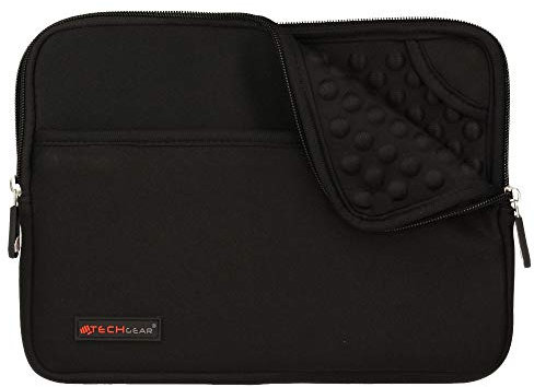 TECHGEAR Sentinel Pro Sleeve (10) Neoprenhülle mit Reißverschluss, schmal, mit Anti-Shock Luftpolsterung Innen, iPad Serie schwarz schwarz