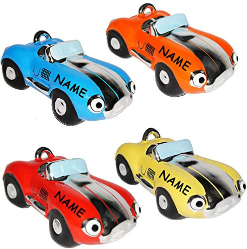 Sparbüchse - Rennwagen/Auto/Oldtimer - incl. Namen - stabile Spardose aus Porzellan/Keramik - mit Schloß - Fahrzeug Sparschwein lustig Führerschein ..