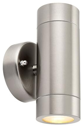 Saxby Palin 35W Brushed Stainless Steel Outdoor Garden IP44 Up Down Wall Light