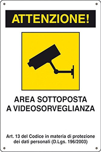 takestop® Cartello attenzione Area sottoposta a videosorveglianza SEGNALETICA DIREZIONALE Sicurezza Avvertimento PLASTIFICATO