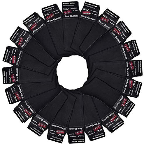 30 Paar Gr. 43/46 schwarze Herren Socken ohne Gummi 100% Baumwolle Business-Socken handgekettelt ohne Naht für Diabetiker geeignet Markenware Cocain