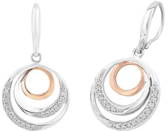 Amor Ohrhänger 925 Sterling Silber Damen Ohrschmuck, mit Zirkonia synth., 3 cm, Bicolor, Kommt in Schmuck Geschenk Box, 9596805