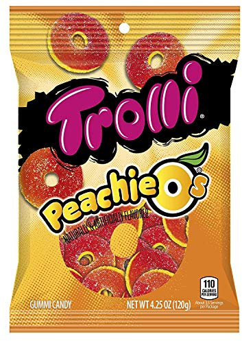 Trolli Peachie O's Sour Gummy Rings Candy, 120 g, 12 Stück
