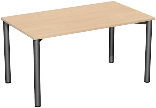140cm Arbeitstisch Stockholm Versandsart: Frei Bordsteinkante, Farbe (Gestell): Anthrazit, Ausführung (Tischplatte): Buche