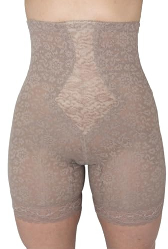 High Waist Lace Leg Shaper | XS–8X | Extra Firm Control | Made in USA | No Roll | Split Crotch | Style 6207 | Mocha L/30