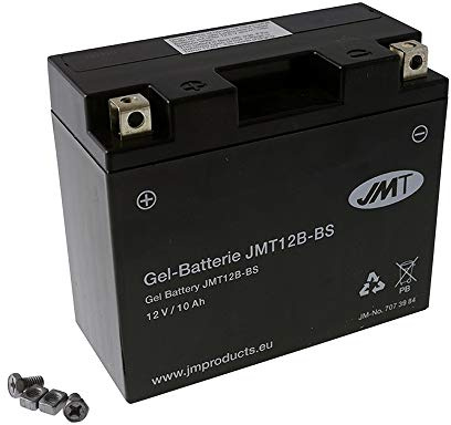JMT Batterie 12 V 10 Ah YT12B-BS kompatibel mit Ducati Monster 1100 Evo ABS | Gel-Batterie GEL MF 12 V 10 Ah, wartungsfrei, versiegelt; Typ M511AA/M512AA, Bj. 2011-2012; Vergleichstypen CT12B-4, FT12B-4