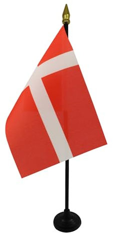 AZ FLAG - Tischflagge Dänemark - 15x10 cm Goldene Splitze - Dänische Tischfahne 10 x 15 Cm - Flaggen