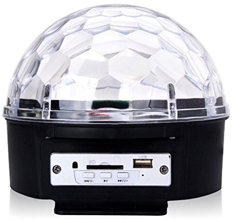 Bluetooth LED Music Speaker Disco Ball Sound Activated with MP3 SD/USB Slot + Bluetooth, Built in Speakers - Connect to iPhone or Any Bluetooth Device - from Playlearn (UK)