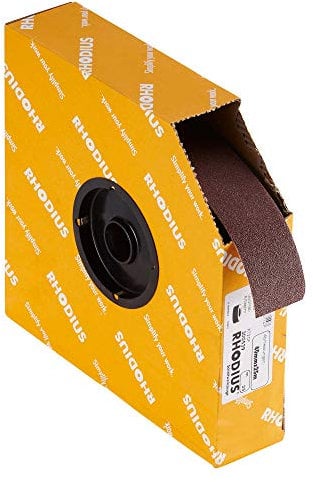 RHODIUS SPBR, 1 Stück Schleifleinen 40 mm x 25 m K80, für Metall und Holz, Schleifpapier, Handschliff, Schleifband, Schmirgelpapier, Rollenware