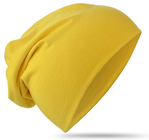 Miobo Kinder Slouch Beanie Mütze,Baumwolle,Unifarbe Gelb-43
