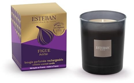 Esteban - Nachfüllbare Duftkerze 180g - Schwarze Feigenduft - Hochwertiges Wachs - Handgefertigt - Über 35 Stunden Duft - 98% natürliche Inhaltsstoffe